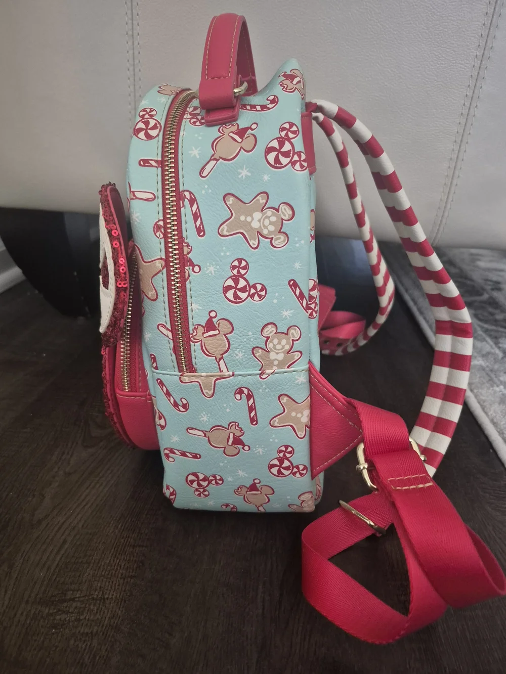 Loungefly x Disney Parks Kids Candy Cane Peppermint Mini Backpack - Red & Aqua
